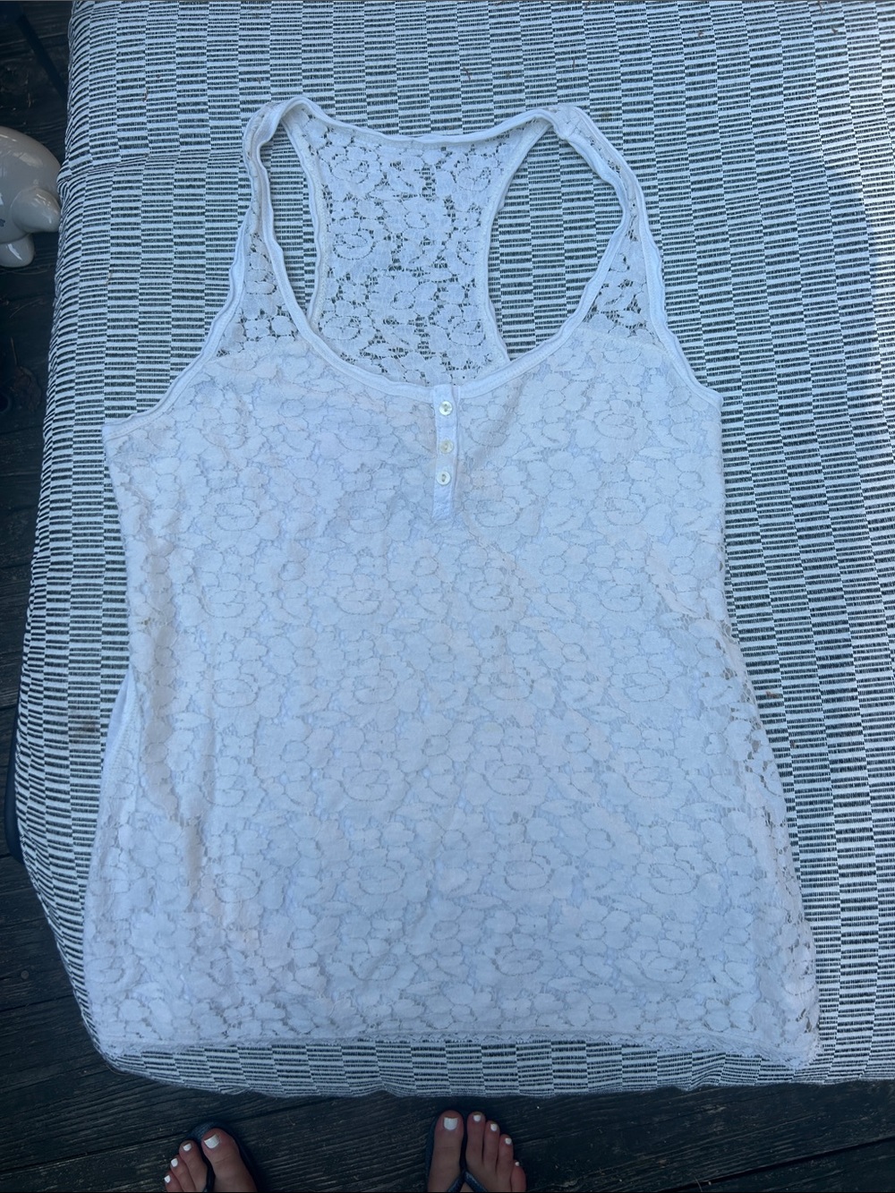 Abercrombie & Fitch White Lace Racerback Tank